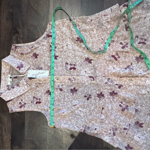 Mystree Floral Button-Up Sleeveless Blouse - Pink and Cream, Size Small - Picture 6 of 11
